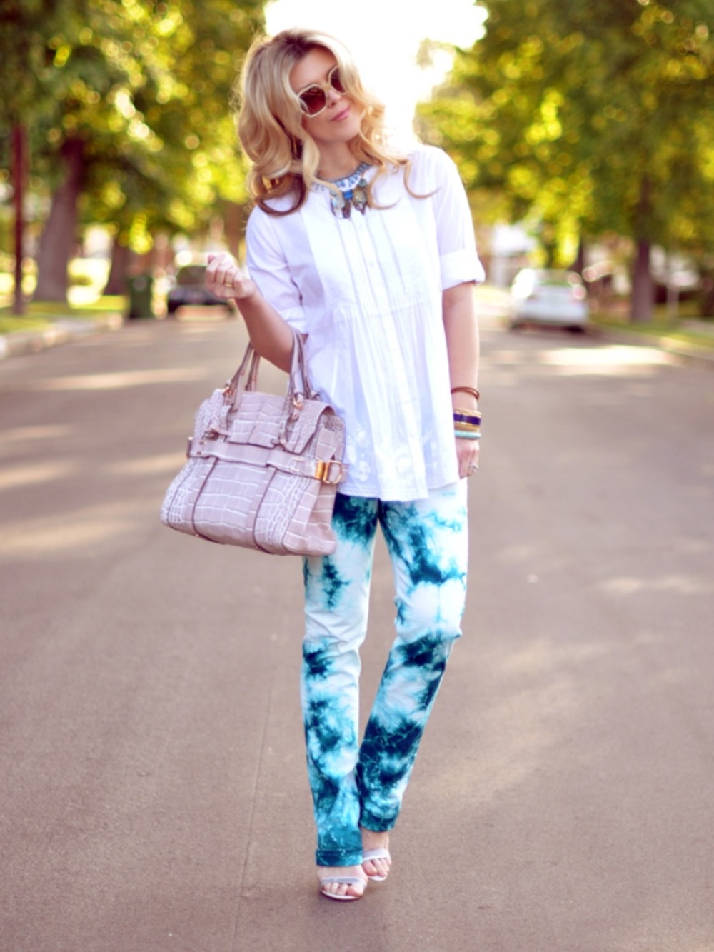Hudson Tie-Dye Jeans Tilda Teal White boot cut Straight Skinny Stretch mid rise